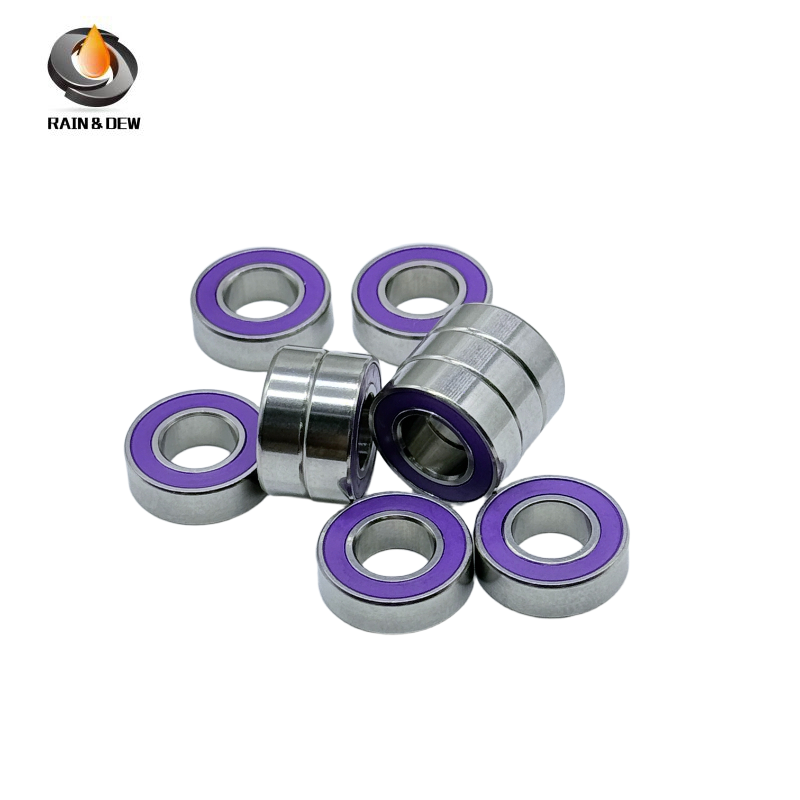 10PCS High-Precision ABEC-7 S688RS-Purple 8x16x5mm Stainless Steel Body & Orange Rubber Seals for Fishing Equipment