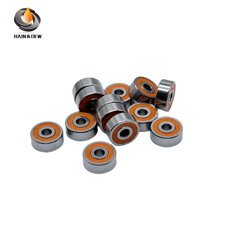 10PCS High-Precision ABEC-7 SMR115RS-Orange 5x11x4mm Stainless Steel Body & Orange Rubber Seals for Fishing Equipment