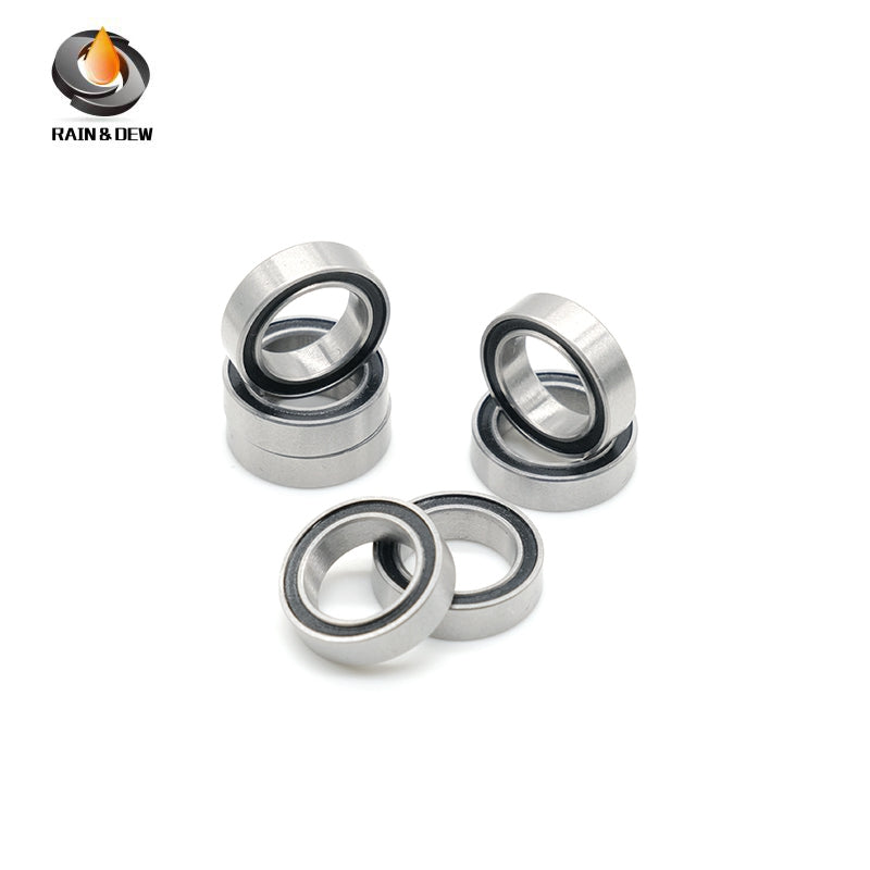 10PCS High-Precision ABEC-7  S6702RS  15x21x4mm Stainless Steel Body & Black Rubber Seals for Fishing Equipment