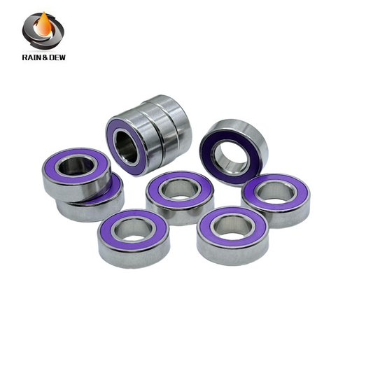 10PCS High-Precision ABEC-7 S688RS-Purple 8x16x5mm Stainless Steel Body & Orange Rubber Seals for Fishing Equipment