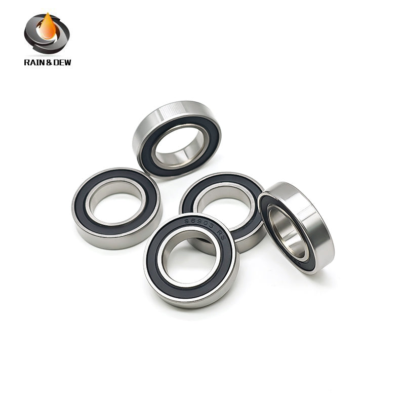 10PCS S6903RS  17x30x7mm Durable & Fully Sealed Bearing for Fishing Gear ABEC-7 Stainless Steel with Black Rubber Shield