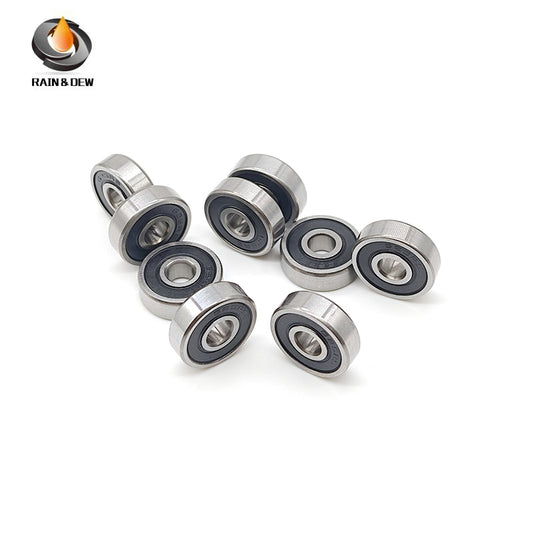 10PCS S623RS	3x10x4mm Durable & Fully Sealed Bearing for Fishing Gear ABEC-7 Stainless Steel with Black Rubber Shield