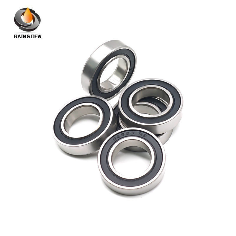 10PCS S6903RS  17x30x7mm Durable & Fully Sealed Bearing for Fishing Gear ABEC-7 Stainless Steel with Black Rubber Shield