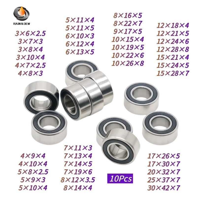 10Pcs SMR84-2RS 4X8X3  SMR85RS 5x8x2.5  S6900RS 10x22x6  ABEC-7 440C Stainless Steel Ball Rubber Bearing Fishing Reel Bearing