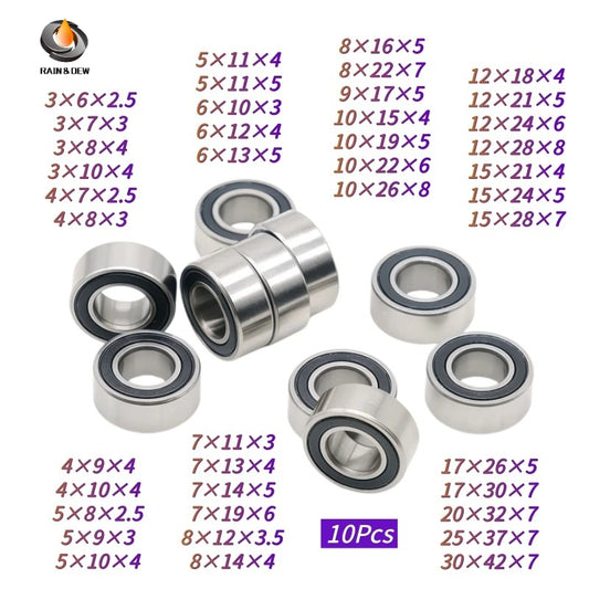 10Pcs SMR84-2RS 4X8X3  SMR85RS 5x8x2.5  S6900RS 10x22x6  ABEC-7 440C Stainless Steel Ball Rubber Bearing Fishing Reel Bearing
