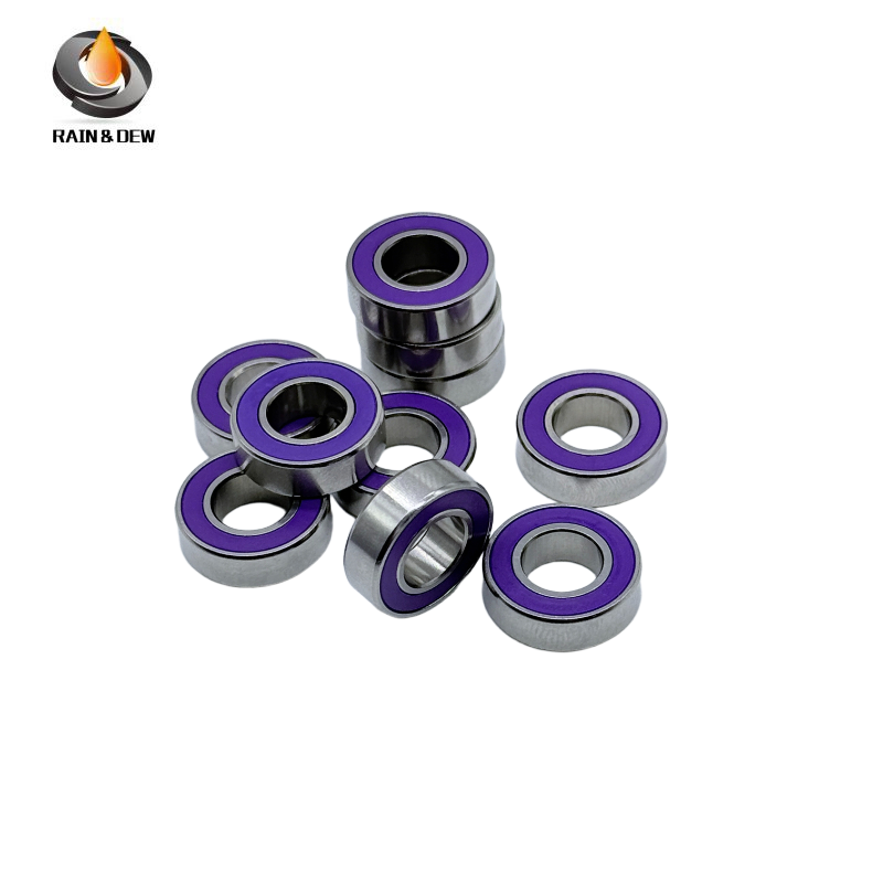 10PCS High-Precision ABEC-7 S688RS-Purple 8x16x5mm Stainless Steel Body & Orange Rubber Seals for Fishing Equipment