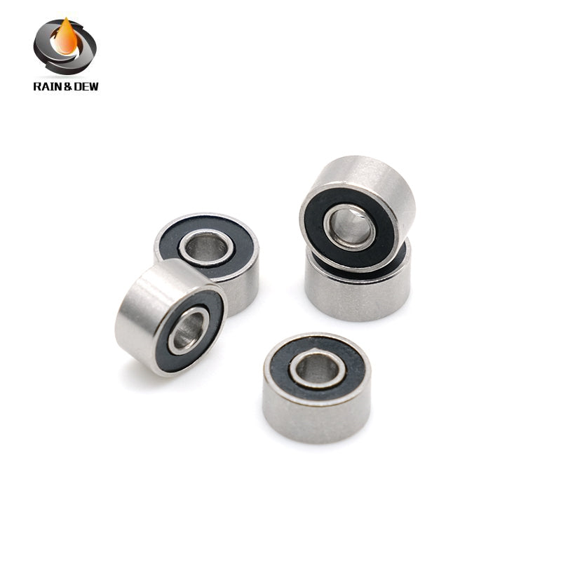 10PCS S693RS	3x8x4mm Durable & Fully Sealed Bearing for Fishing Gear ABEC-7 Stainless Steel with Black Rubber Shield