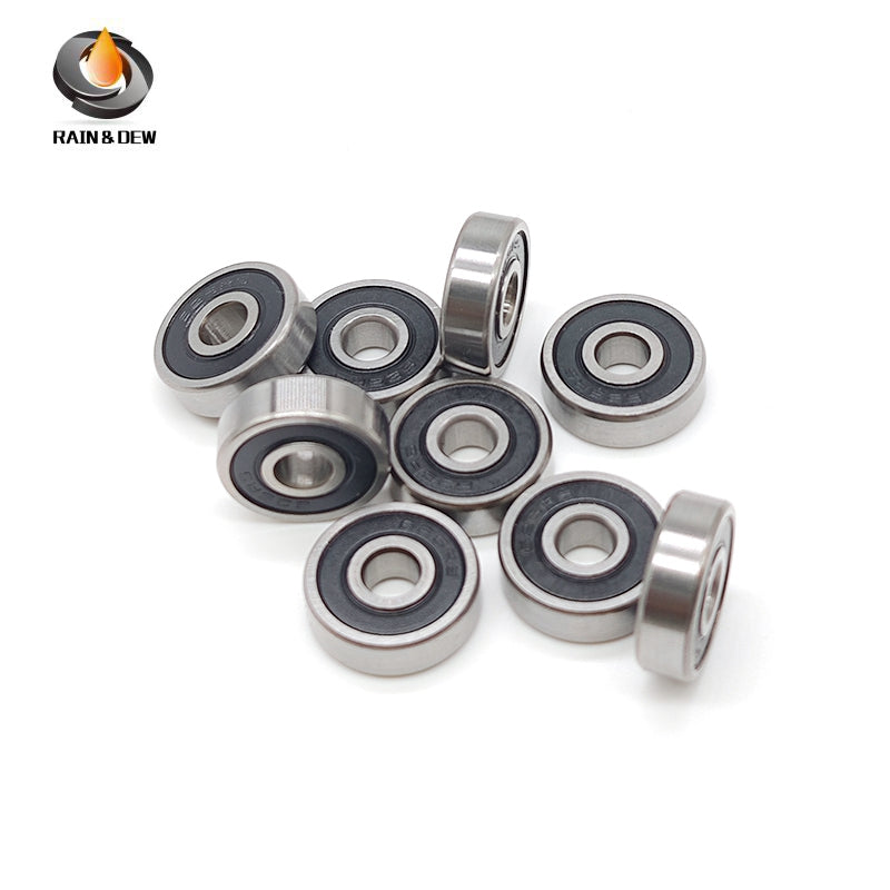 10PCS S623RS	3x10x4mm Durable & Fully Sealed Bearing for Fishing Gear ABEC-7 Stainless Steel with Black Rubber Shield