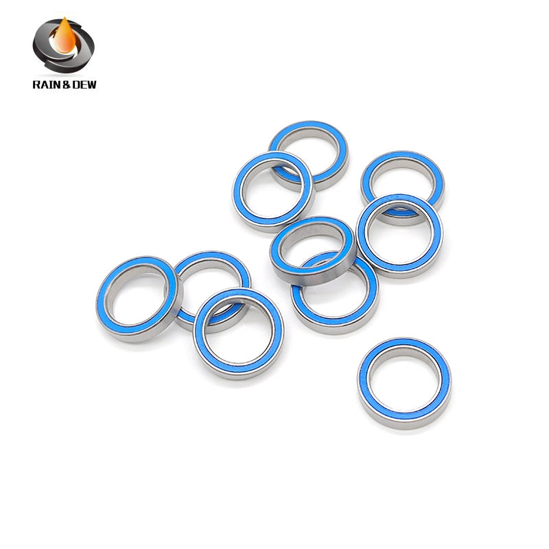 10PCS High-Precision ABEC-7  S6702RS-Blue  15x21x4mm Stainless Steel Body & Blue Rubber Seals for Fishing Equipment