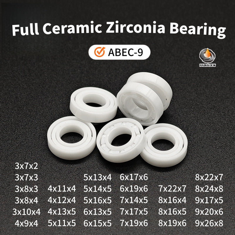 2PC 3x8x3 3x8x4 3x10x4 4x9x4 4x11x4 5x11x5 5x13x4 5x14x5 6x13x5 6x15x5 Full Ceramic Zirconia Bearing ABEC-9 Fishing Reel Bearing
