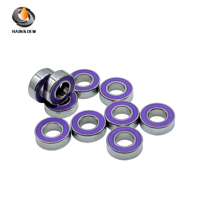 10PCS High-Precision ABEC-7 S688RS-Purple 8x16x5mm Stainless Steel Body & Orange Rubber Seals for Fishing Equipment