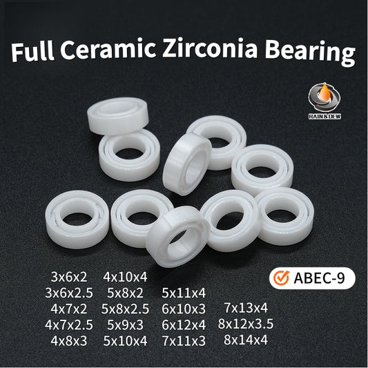 2Pcs 3x6x2 3x6x2.5 4x7x2 4x7x2.5 4x8x3 4x10x4 5x8x2 5x8x2.5 Full Ceramic Zirconia Bearing ABEC-9 Fishing Reel Bearing