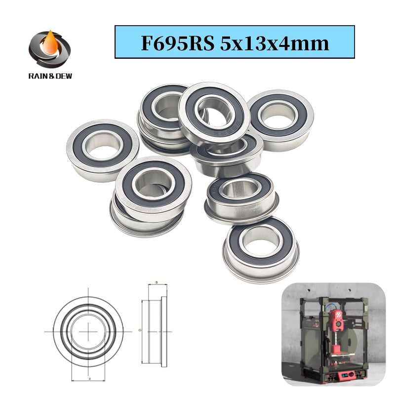 F695 2RS 5x13x4mm ABEC-7 Flanged Ball Bearings for VORON Trident / 2.4 / 1.8 / 2.2 / M4 3D Printer Replacement Parts