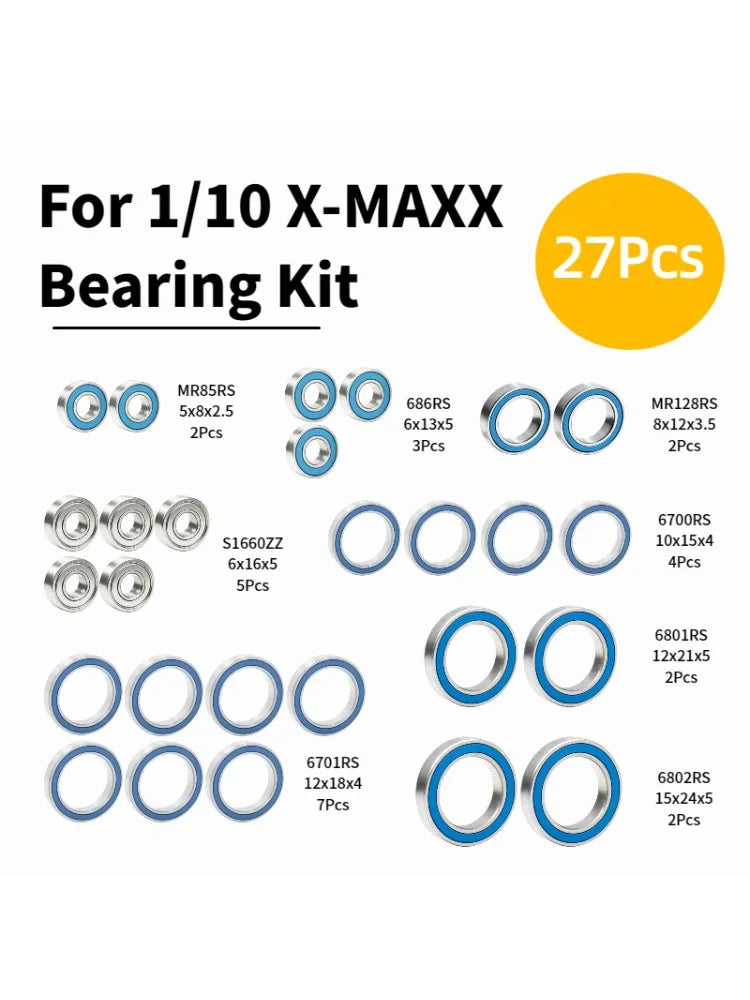 For ARRMA Big Rock 3S 1/10 RC Car Bearing Kit 4WD Off-Road Truck Ball Bearings Upgrade Parts Precision Sealed Bearings Set