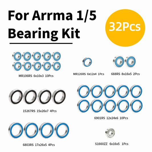Bearings for Arrma 1/5 KRATON 8S Outcast 8S RC Car Ball Bearing Replacement Spare Parts Upgrade Kit