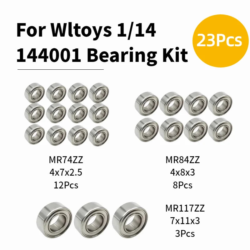 Ball Bearing Kit for 1/14 RC Car 144001 Bearing Replacement Upgrade Parts 4x7x2.5  4x8x3  7x11x3  ABEC-7