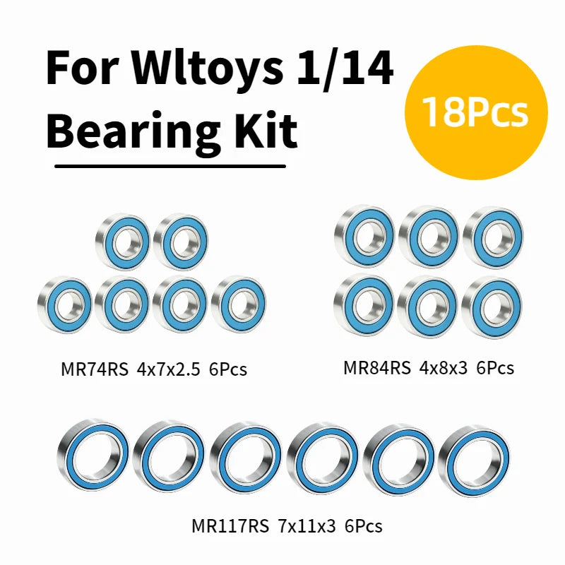 RC Car Bearings Kit For Wltoys 144001 144010 1/14 High Speed 4WD Upgrade Parts Full Ball Bearing Set Accessories
