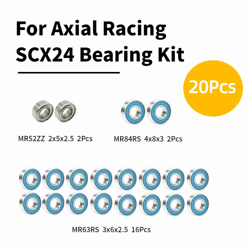 20Pcs For Axial SCX24 Mini Crawler RC Car Micro Bearing Seal Shield Cap Replacement Upgrade Accessories 2x5x2.5 3x6x2.5 4x8x3