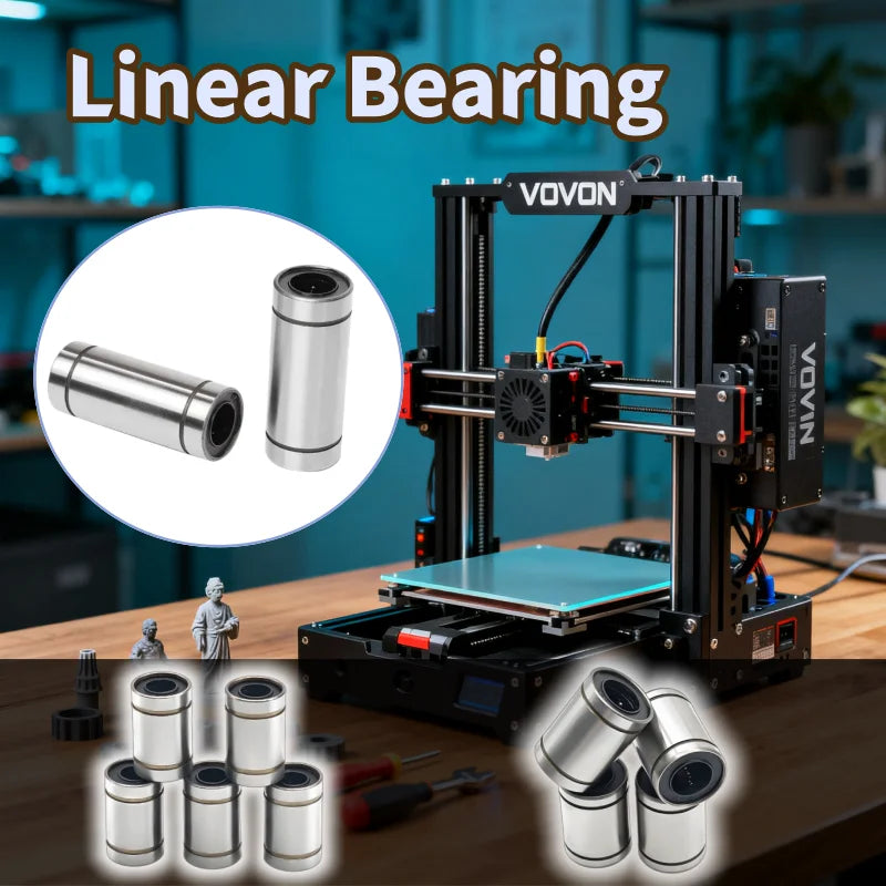 4PCS Long Type Linear Bearings ABEC-7 Double Sealed Chrome Steel Bushings LM8LUU 8X15X45 mm for VORON 1.8
