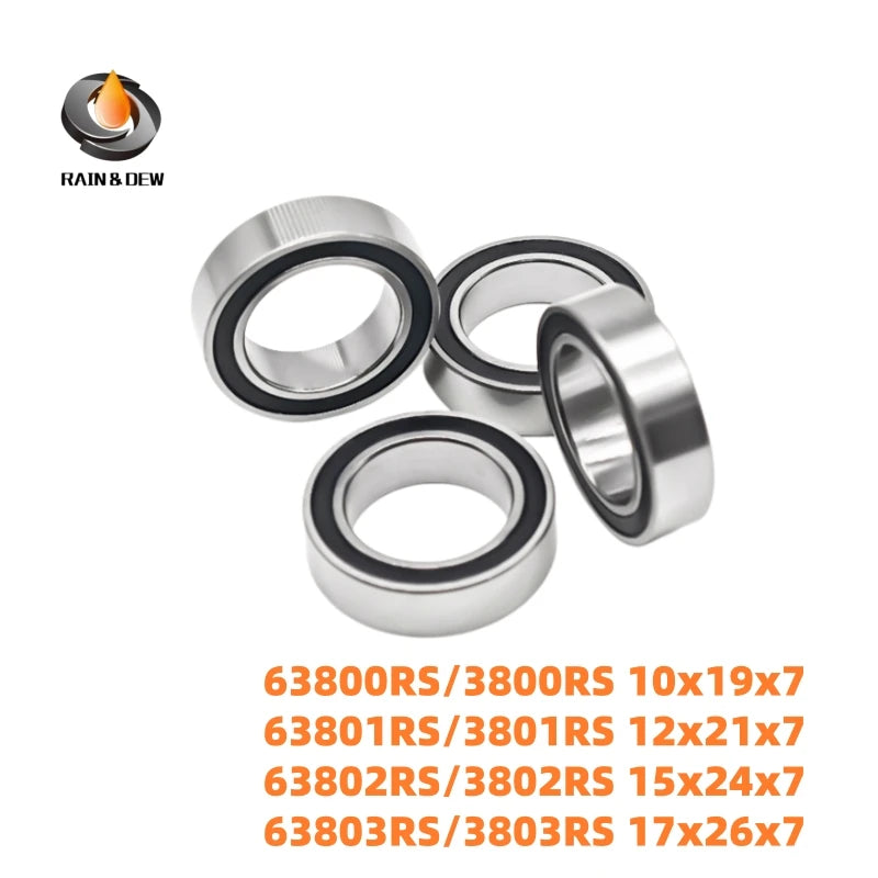 4/10P 638 Series Deep Groove Ball Bearing ABEC-7 63800RS10x19x7  63801RS 12x21x7  63802RS 15x24x7  63803RS 17x26x7 Rubber Sealed