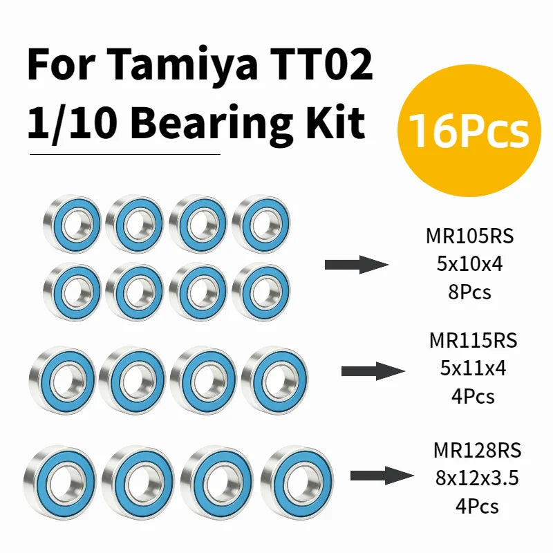 Tamiya TT02 Sakura R32 1/10 Drift RC Car Motor Ball Bearing High Speed Miniature Bearing Upgrade Parts 5x10x4 5x11x4 8X12X3.5