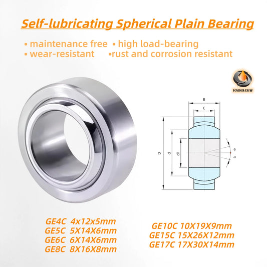 1/5Pcs GE4C GE5C GE6C GE8C GE10C GE15C GE17C GE20C Self-lubricating Spherical Plain Bearing