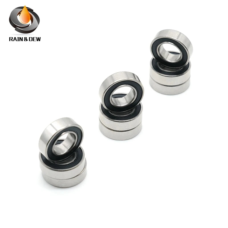 10PCS SMR74RS	4x7x2.5mm Bearing  ABEC-7  Stainless Steel Ball Bearings Black Rubber Sealed For Fishing  or Tiny Model Toys