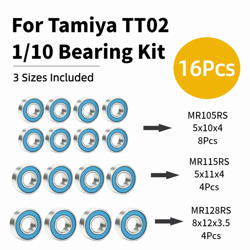 Tamiya TT02 Sakura R32 1/10 Drift RC Car Motor Ball Bearing High Speed Miniature Bearing Upgrade Parts 5x10x4 5x11x4 8X12X3.5