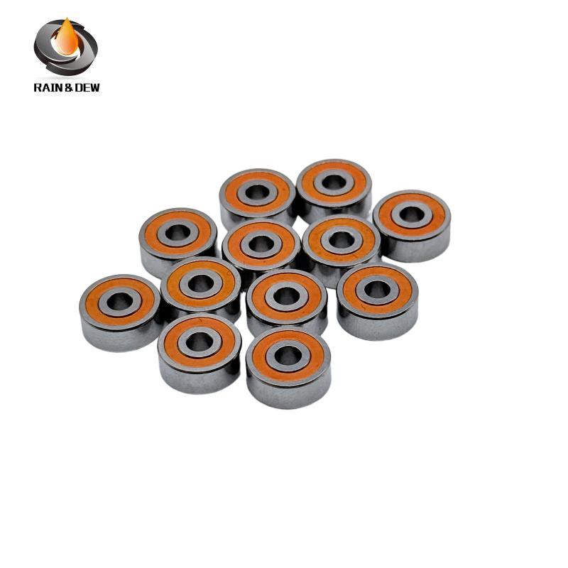 10PCS High-Precision ABEC-7 SMR115RS-Orange 5x11x4mm Stainless Steel Body & Orange Rubber Seals for Fishing Equipment