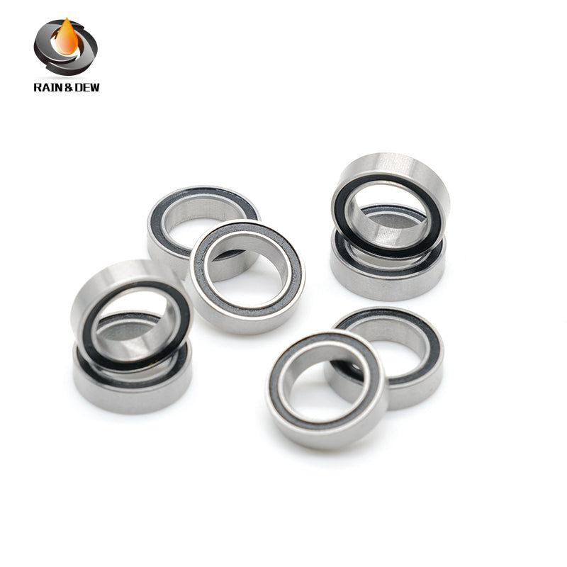 10PCS High-Precision ABEC-7  S6702RS  15x21x4mm Stainless Steel Body & Black Rubber Seals for Fishing Equipment