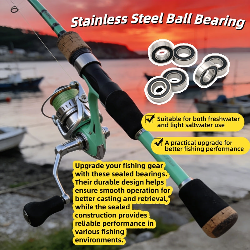 10Pcs SMR84-2RS 4X8X3  SMR85RS 5x8x2.5  S6900RS 10x22x6  ABEC-7 440C Stainless Steel Ball Rubber Bearing Fishing Reel Bearing
