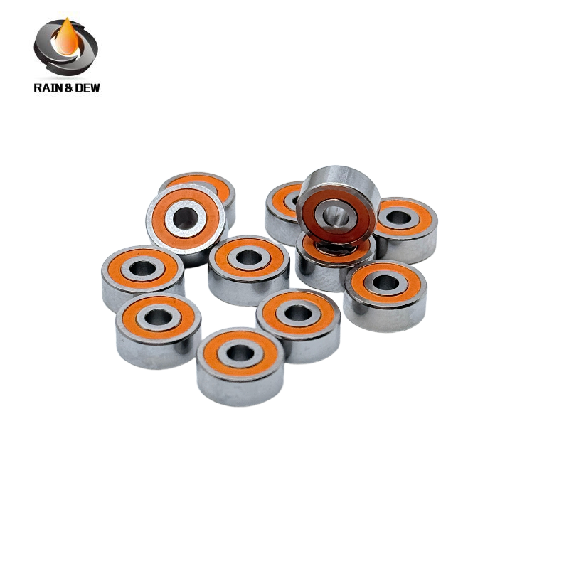 10PCS High-Precision ABEC-7 S623RS-Orange 3x10x4mm Stainless Steel Body & Orange Rubber Seals for Fishing Equipment