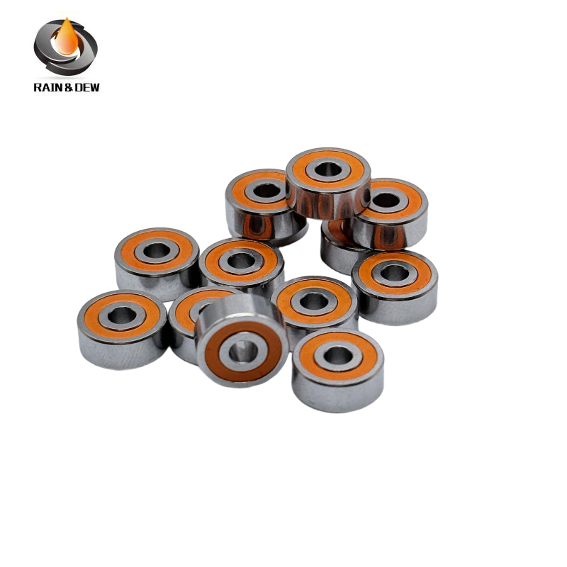 10PCS High-Precision ABEC-7 SMR115RS-Orange 5x11x4mm Stainless Steel Body & Orange Rubber Seals for Fishing Equipment